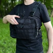 T0451 / Тактична нагрудна чорна сумка жилет