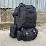 55L-B / Армійский рюкзак з підсумками. Чорний 55 L
