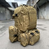 55L-K / Армійський рюкзак с підсумками. Койот 55 L